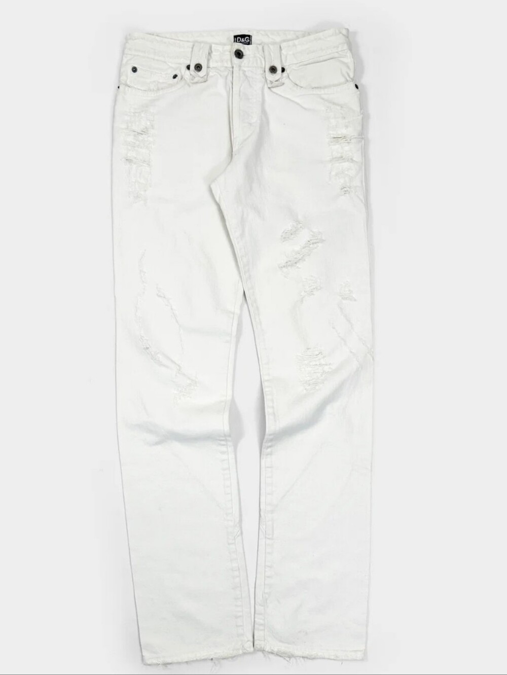 Dolce & Gabbana White Distressed Slim Straight Jeans
